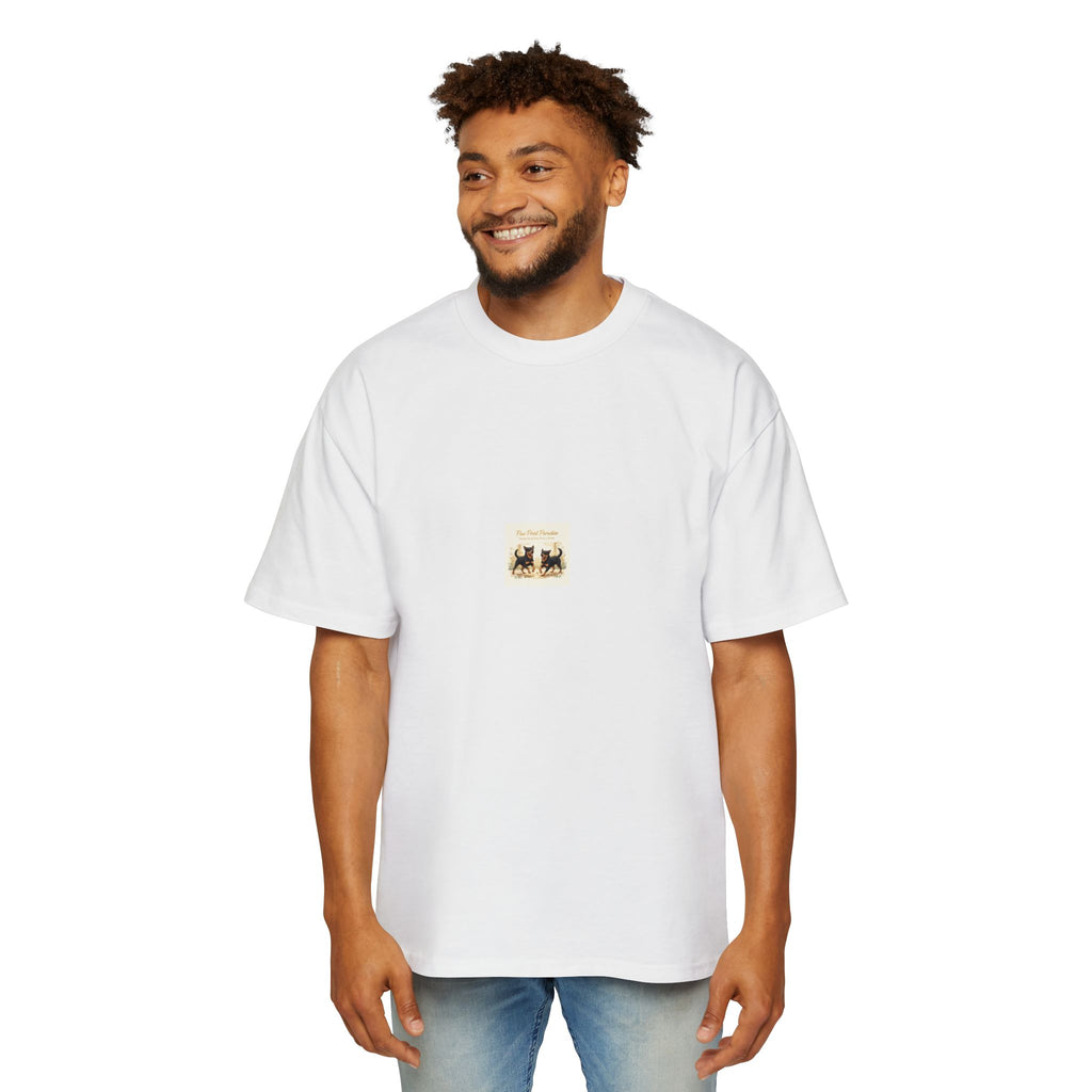 Paw Print Paradise Men's Heavy Oversized Tee – Premium Boxy Fit T-Shirt