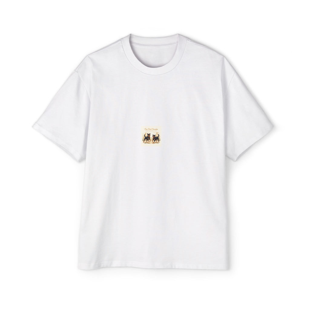 Paw Print Paradise Men's Heavy Oversized Tee – Premium Boxy Fit T-Shirt