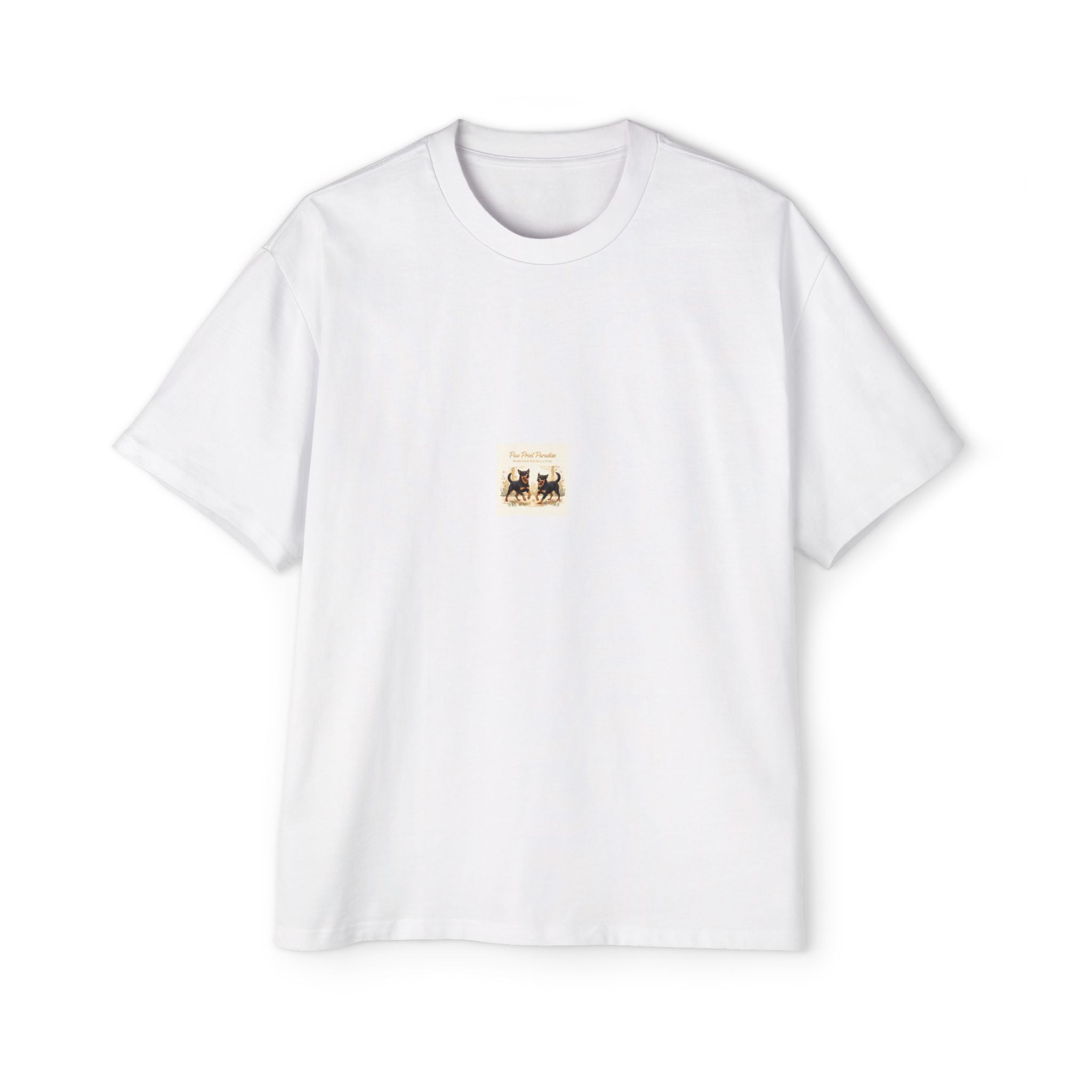 Paw Print Paradise Men's Heavy Oversized Tee – Premium Boxy Fit T-Shirt